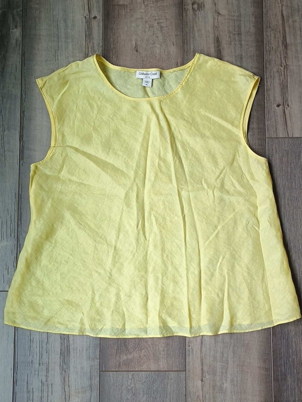 Coldwater Creek Light Yellow Sleeveless 100% Linen Top